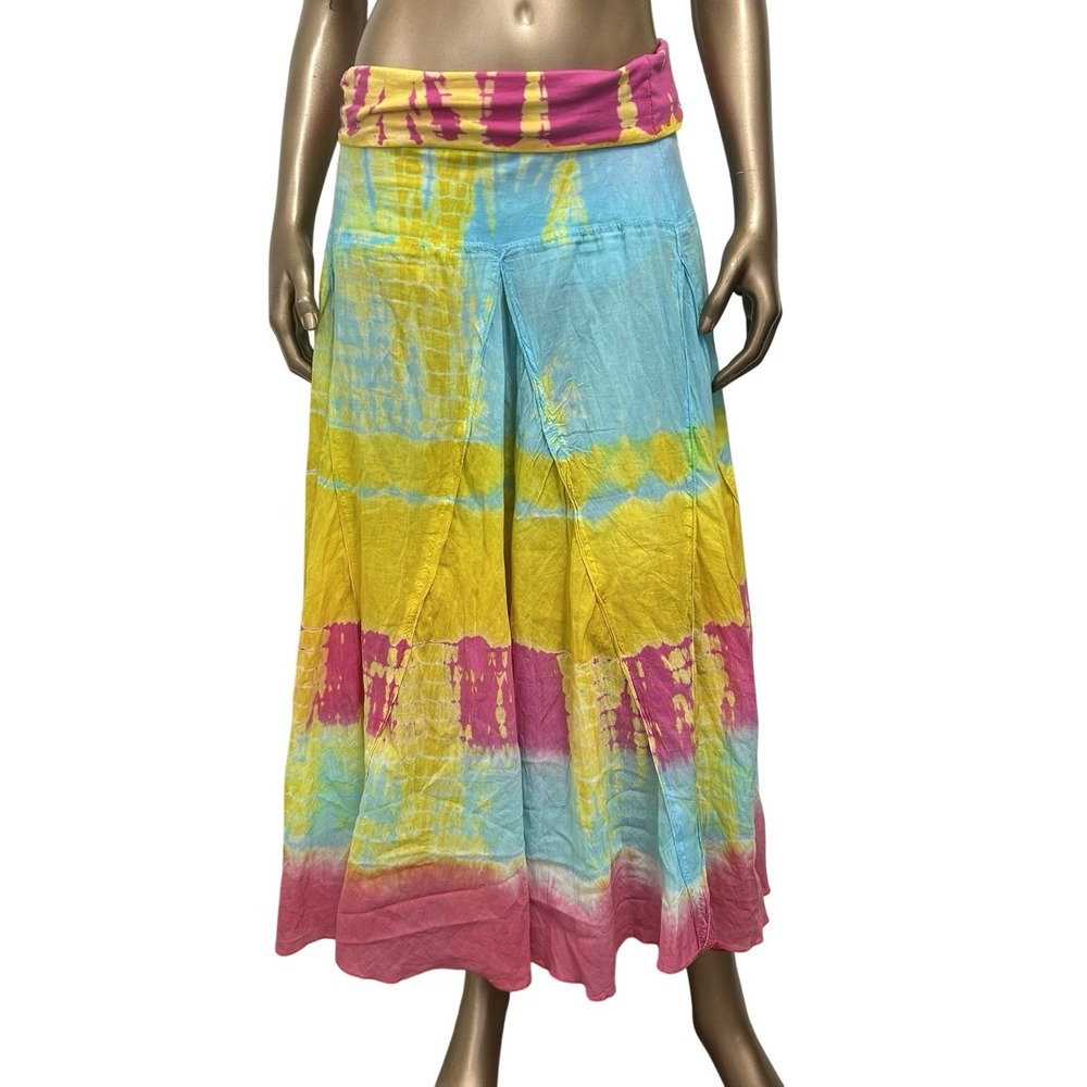 Cute Options Tie Dye Maxi Skirt Sz L Boho Festival‎ Balloon Maxi Grunge Hippie